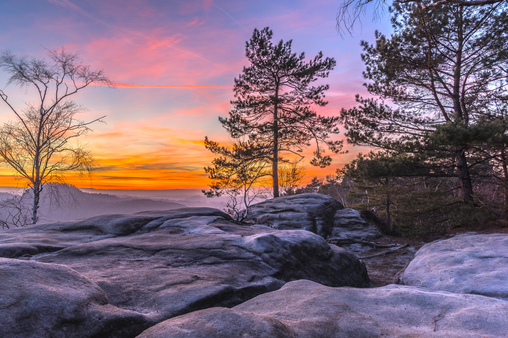 Sonnenuntergang am Rauenstein- Sächsische Schweiz