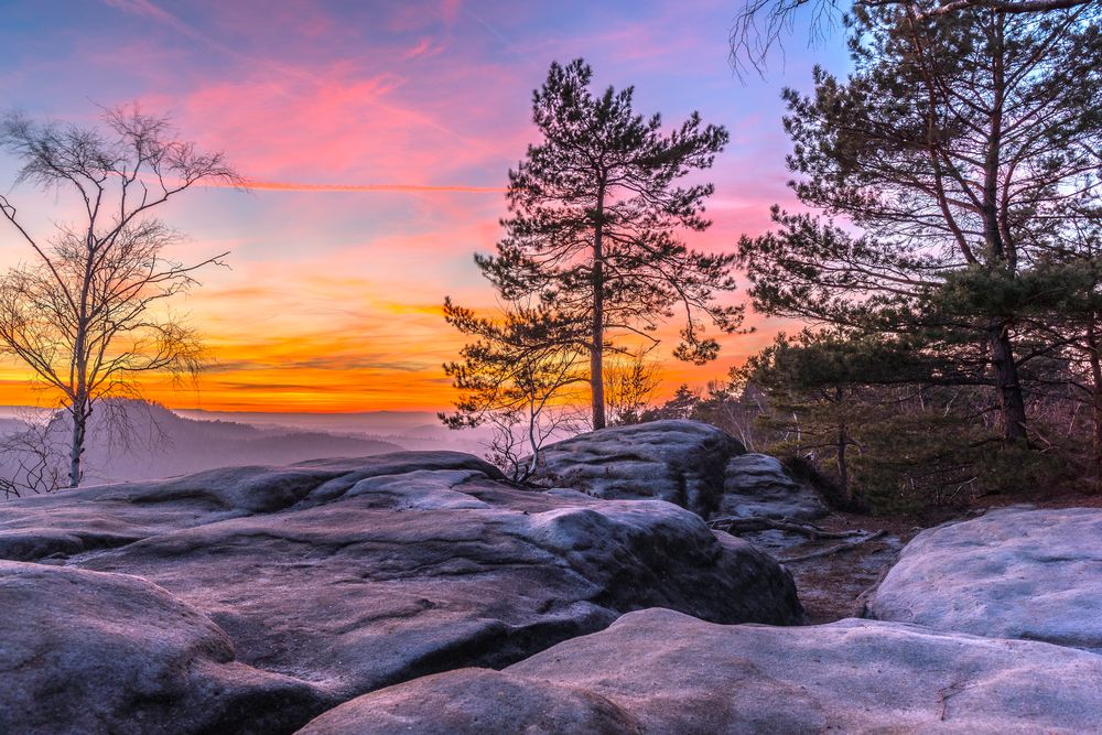 Sonnenuntergang am Rauenstein- Sächsische Schweiz