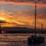 Sonnenuntergang am Rhein (Rees)