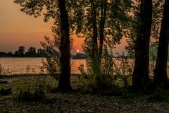 Sonnenuntergang am Rhein und Sieg