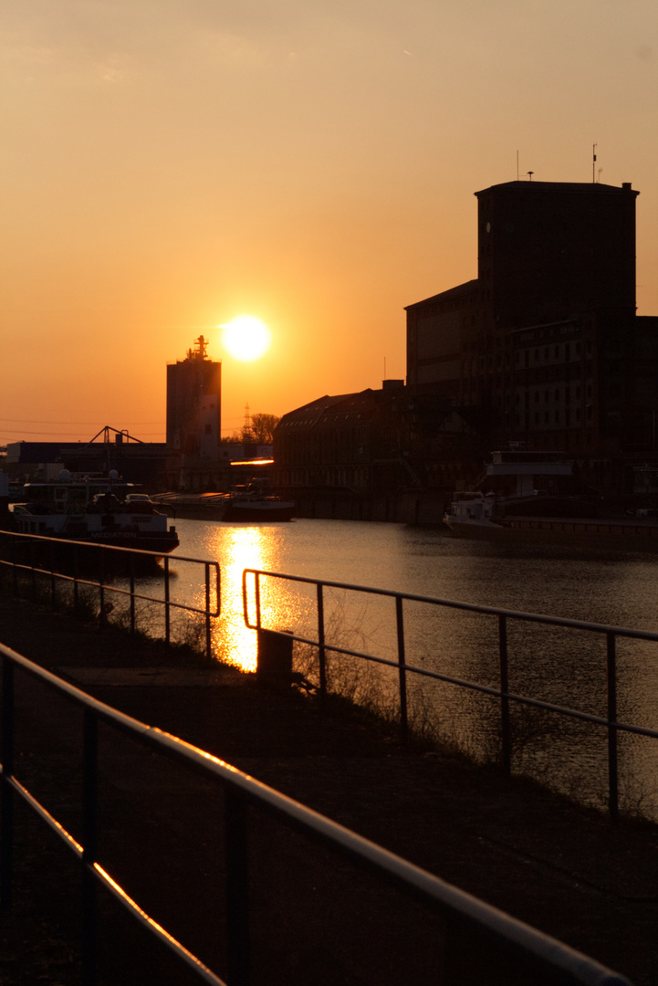 Sonnenuntergang am Rheinhafen