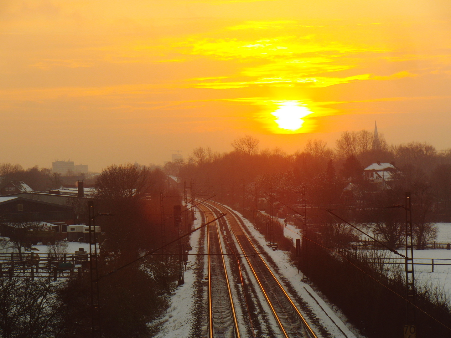 Sonnenuntergang am Schleusenweg in Münster