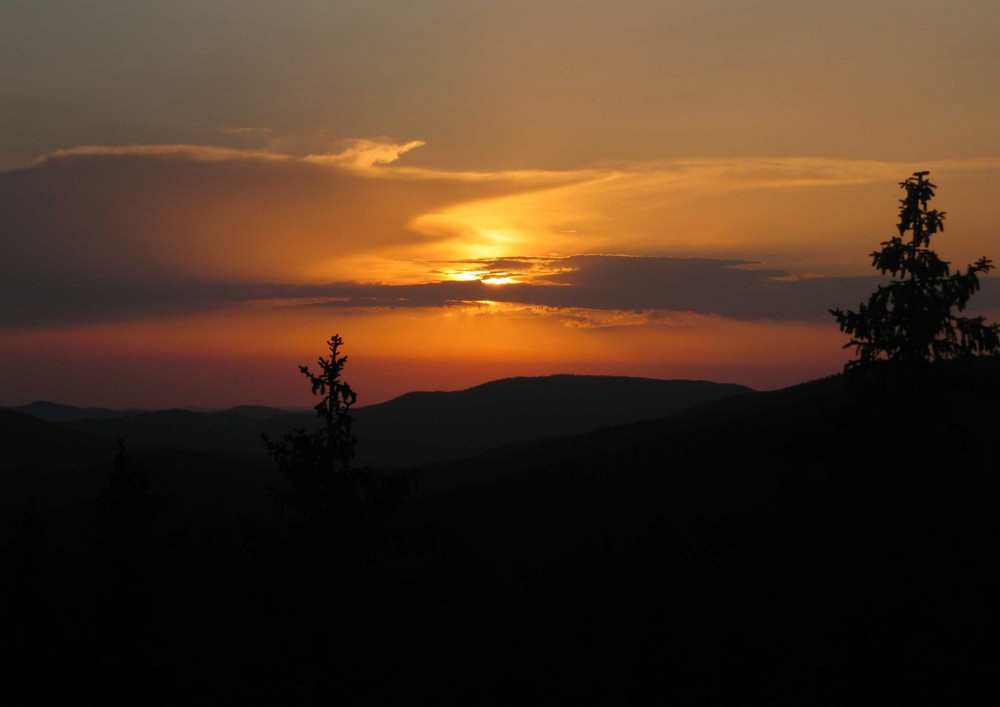 Sonnenuntergang am Schönecker Riegel Bayerischer Wald