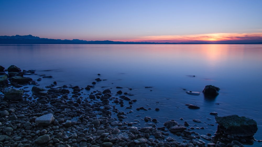 Sonnenuntergang am See mit Säntis
