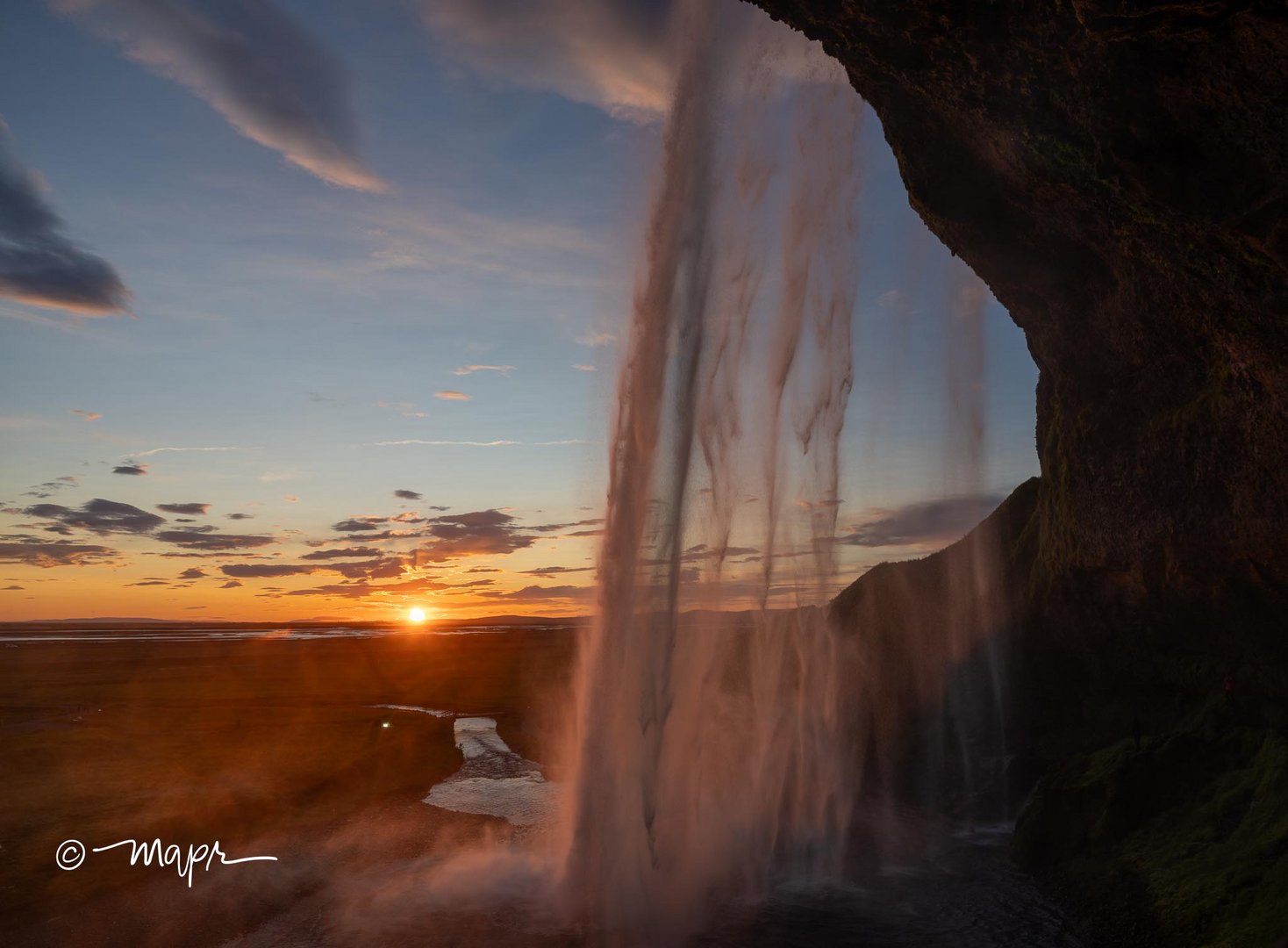 Sonnenuntergang am Selajandsfoss