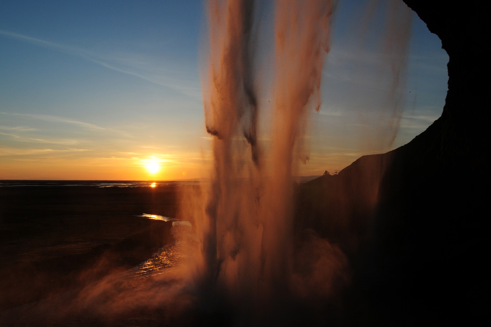 Sonnenuntergang am Seljalandsfoss