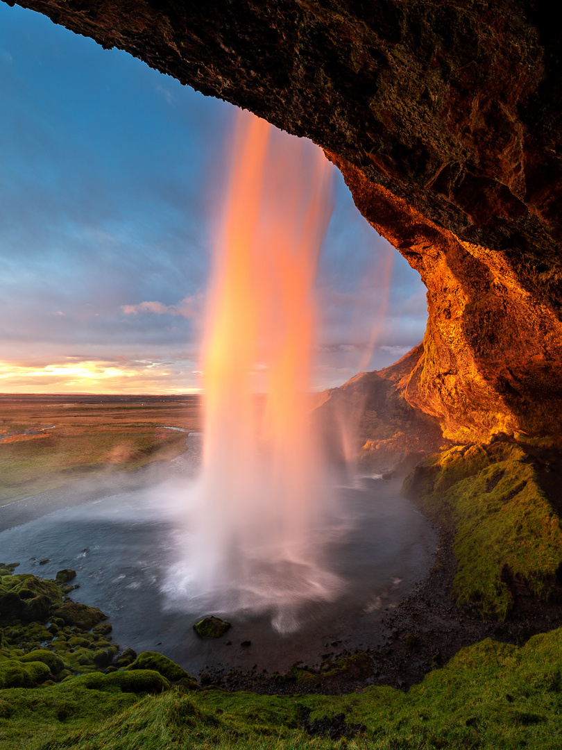 Sonnenuntergang am Seljalandsfoss