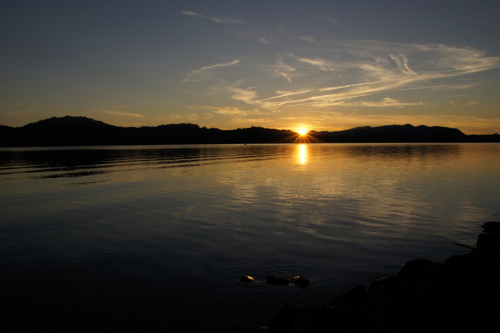 Sonnenuntergang am Sihlsee bei Einsiedeln