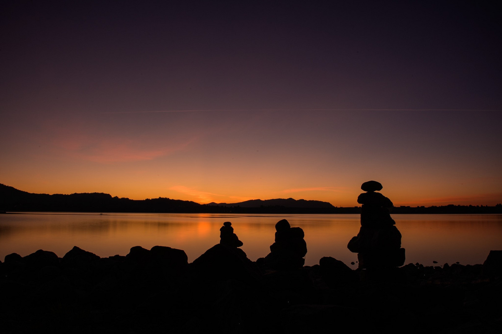 Sonnenuntergang am Sihlsee bei Einsiedeln