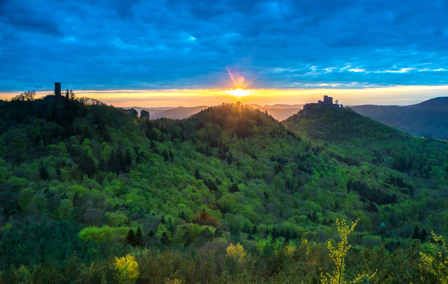 Sonnenuntergang am Slevogtfelsen