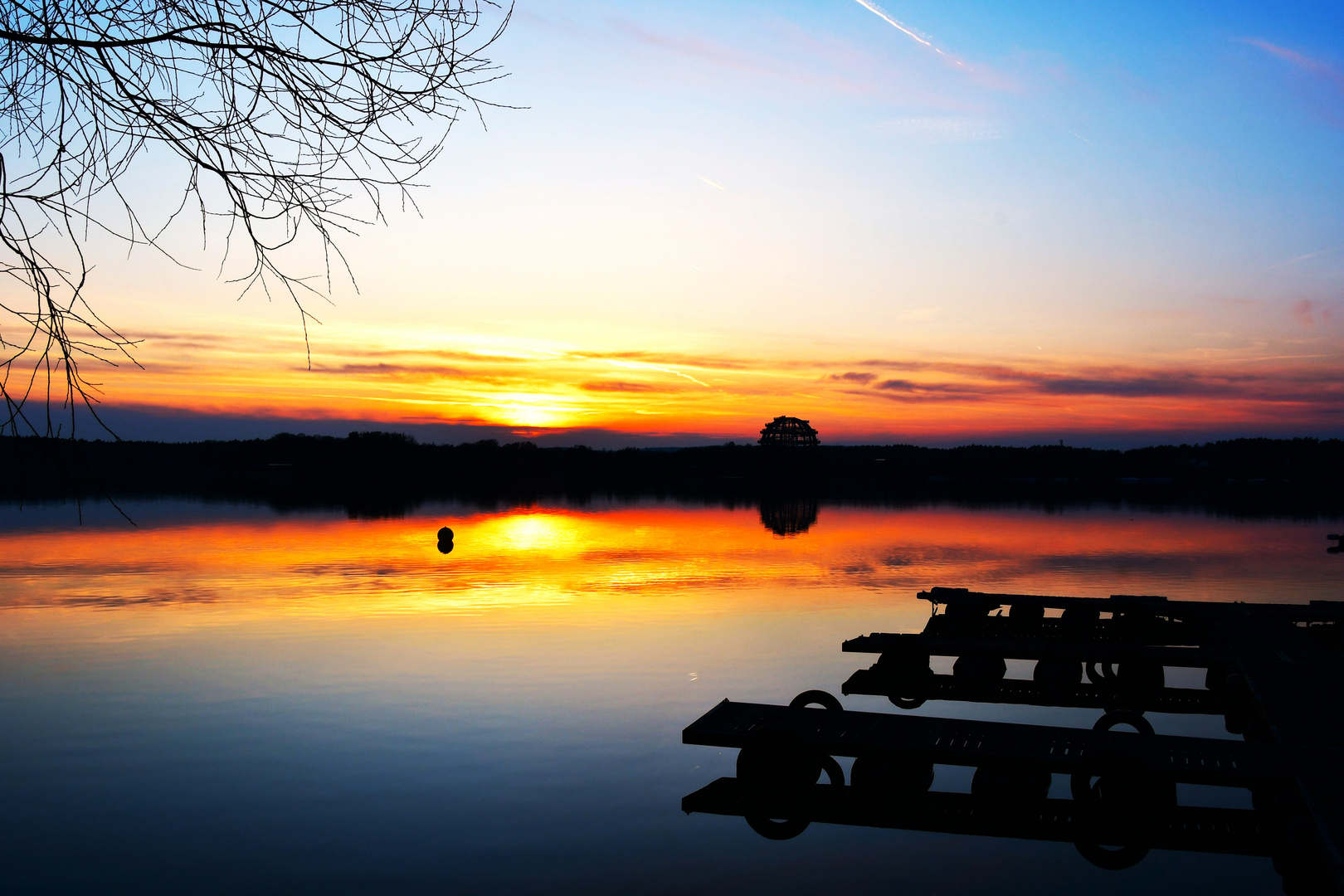 Sonnenuntergang am Steinberger See in der Nähe von Schwandorf