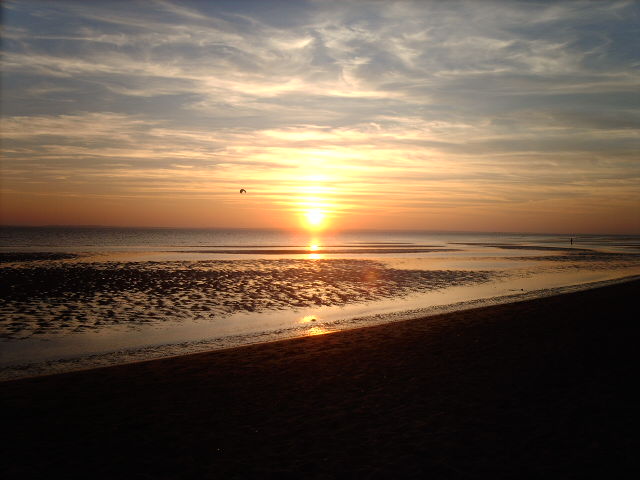 Sonnenuntergang am Strand der Insel Föhr