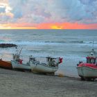 Sonnenuntergang am Strand von Dänemark