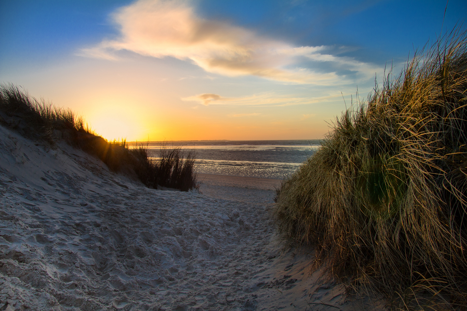 Sonnenuntergang am Strand von Juist 