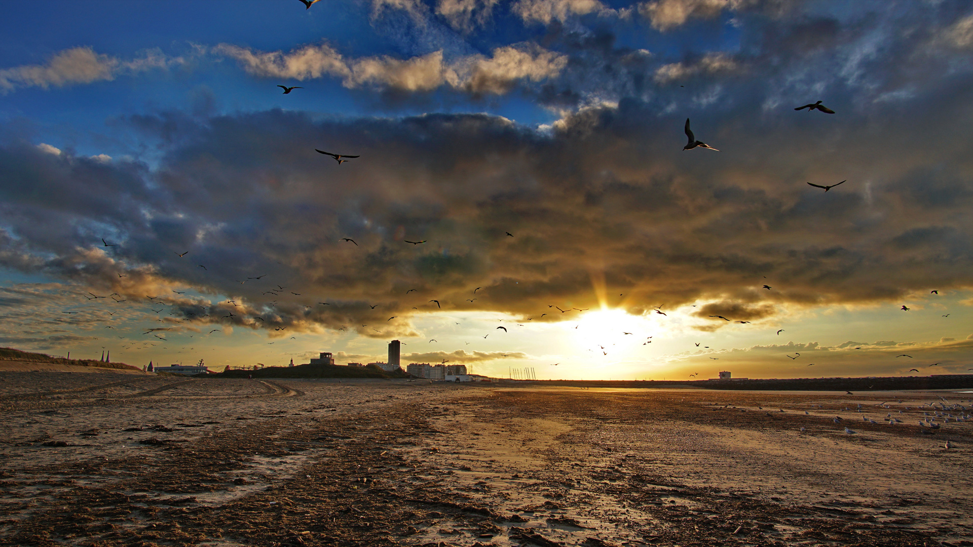 Sonnenuntergang am Strand von Ostende