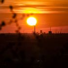 Sonnenuntergang am Tippelsberg in Herne,Ausblick in Richtung Oberhausen.