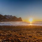 Sonnenuntergang am Unstad beach