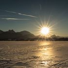 Sonnenuntergang am vereisten Hopfensee