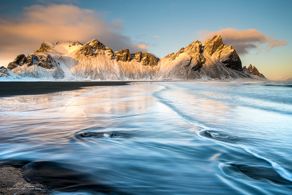 Sonnenuntergang am Vesturhorn (Island)