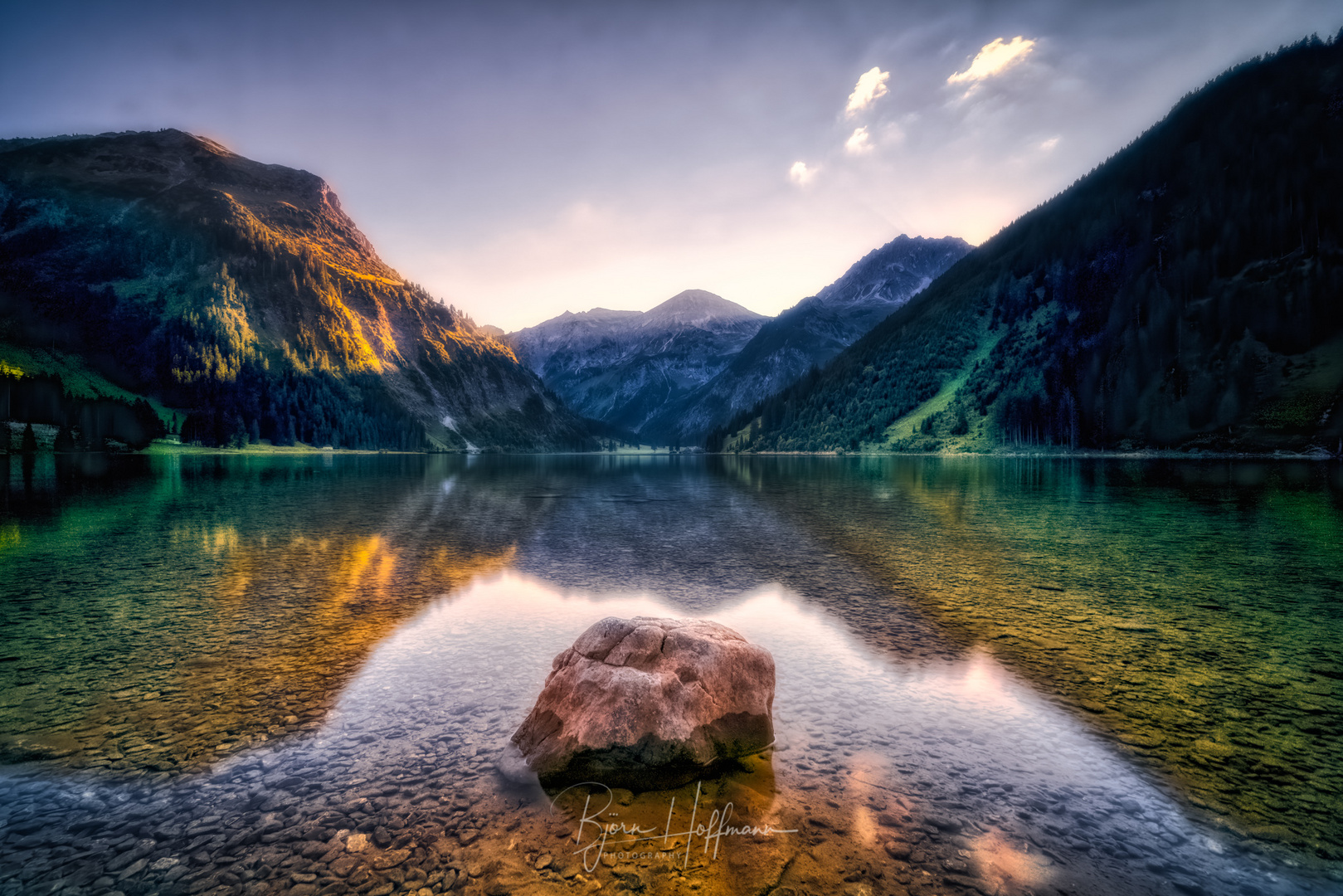 Sonnenuntergang am Vilsalpsee