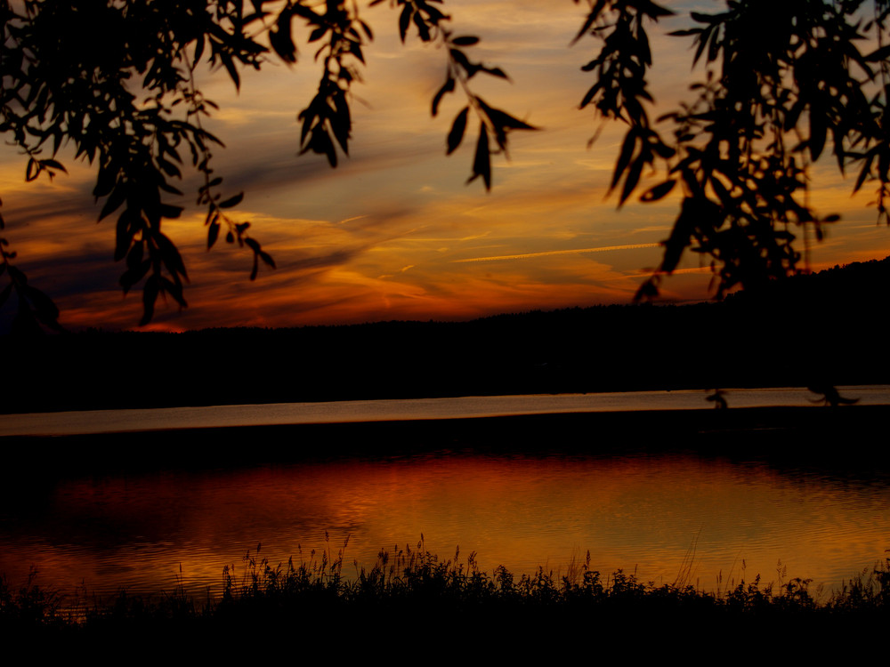 Sonnenuntergang am Vilstalstausee