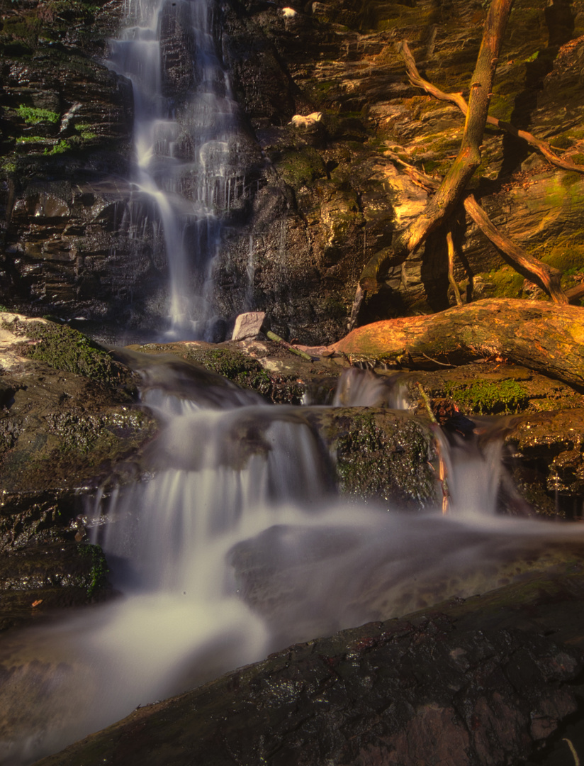 Sonnenuntergang am Wasserfall, Klidding, Eifel