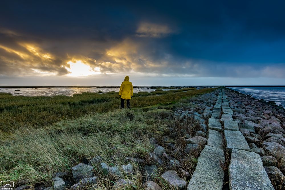 Sonnenuntergang am Wesselburenerkoog