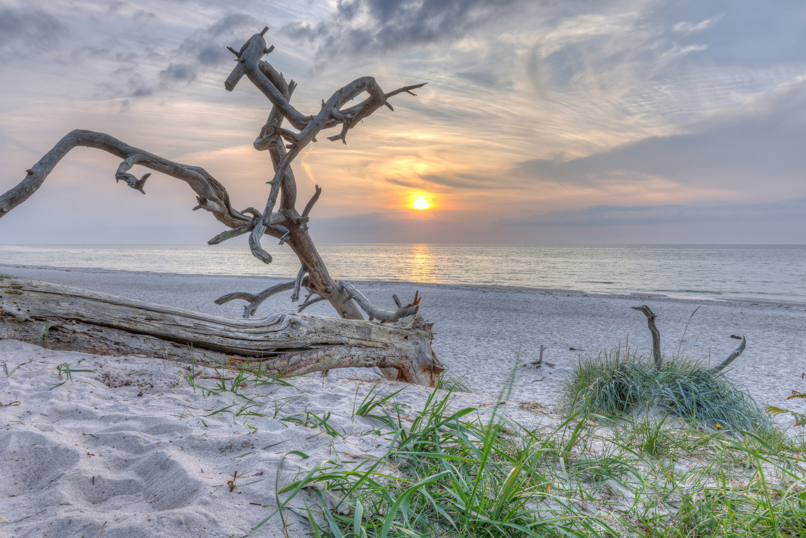 Sonnenuntergang am Weststrand auf dem Darß