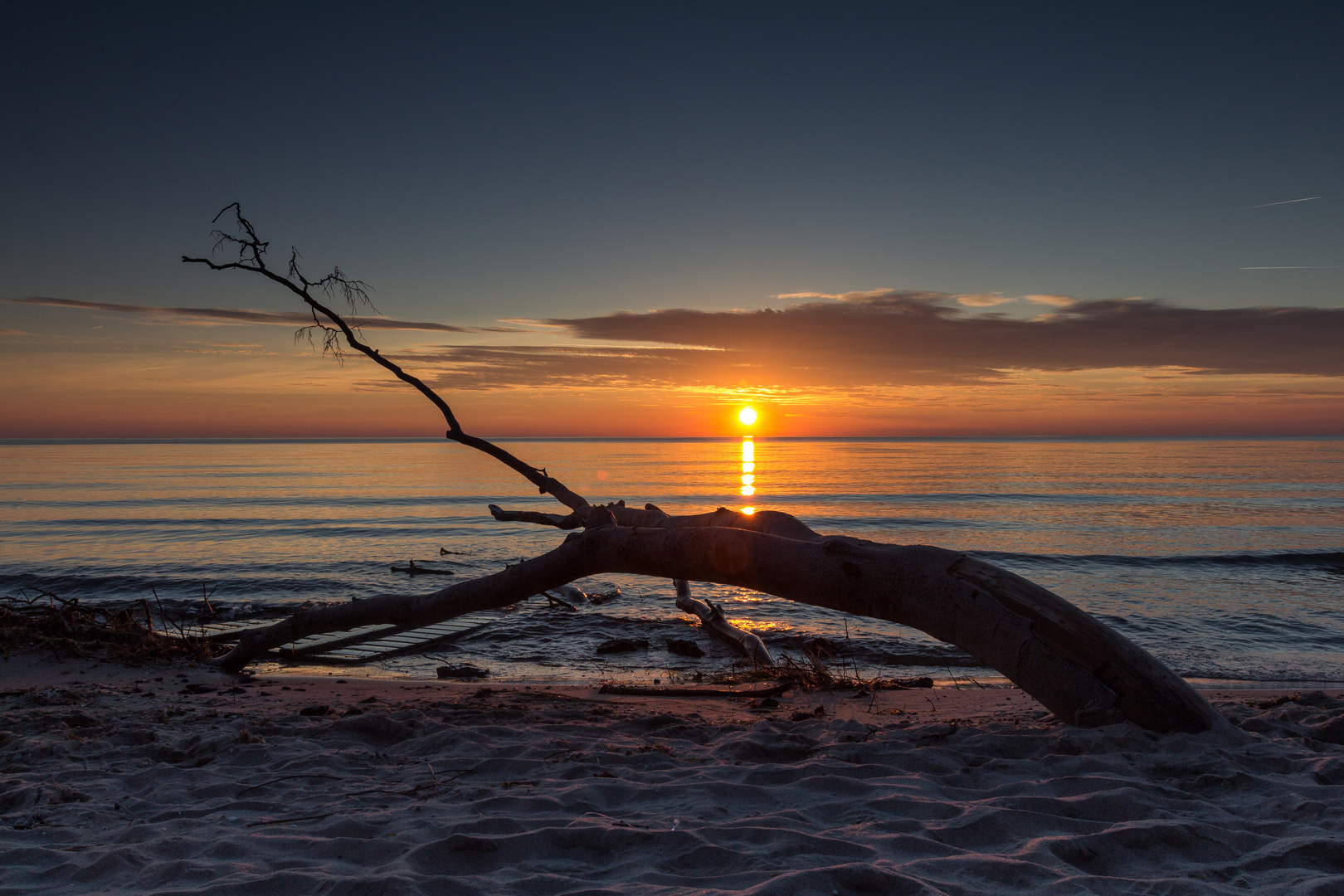 Sonnenuntergang am Weststrand auf dem Darß