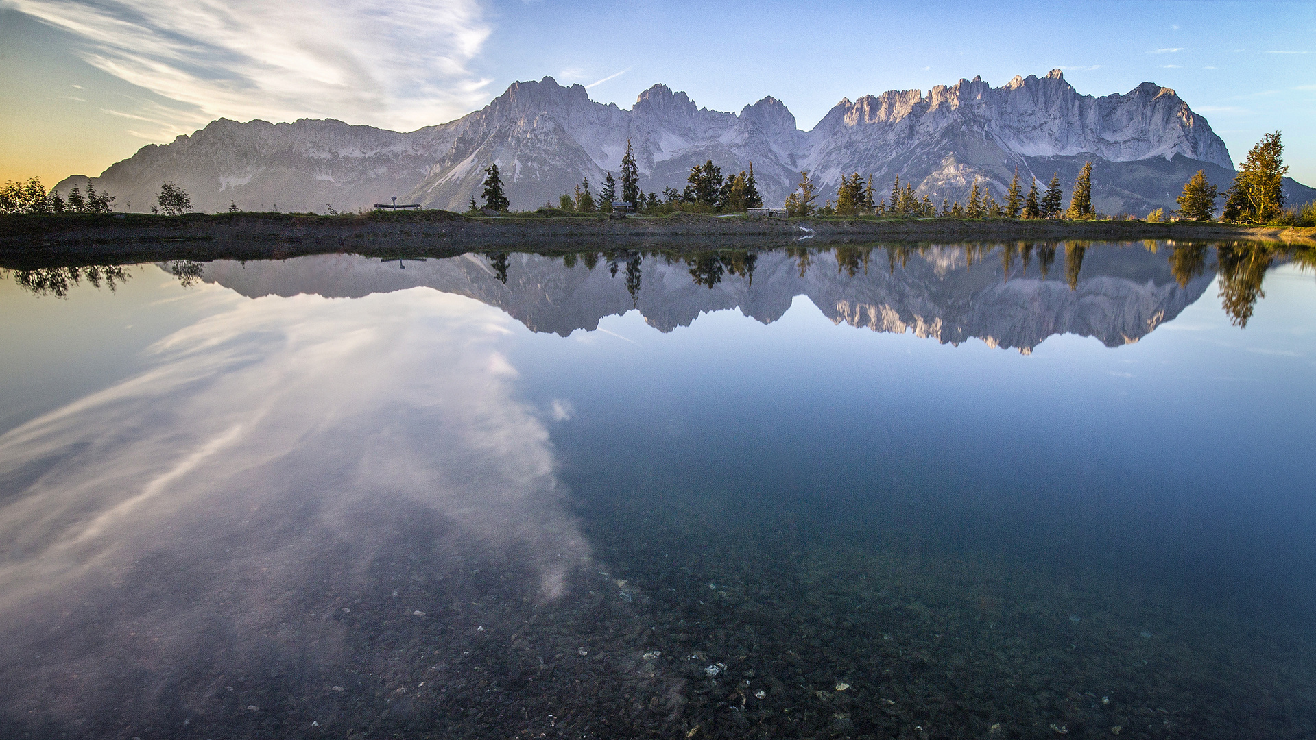 Sonnenuntergang am Wilden Kaiser, Astbergsee