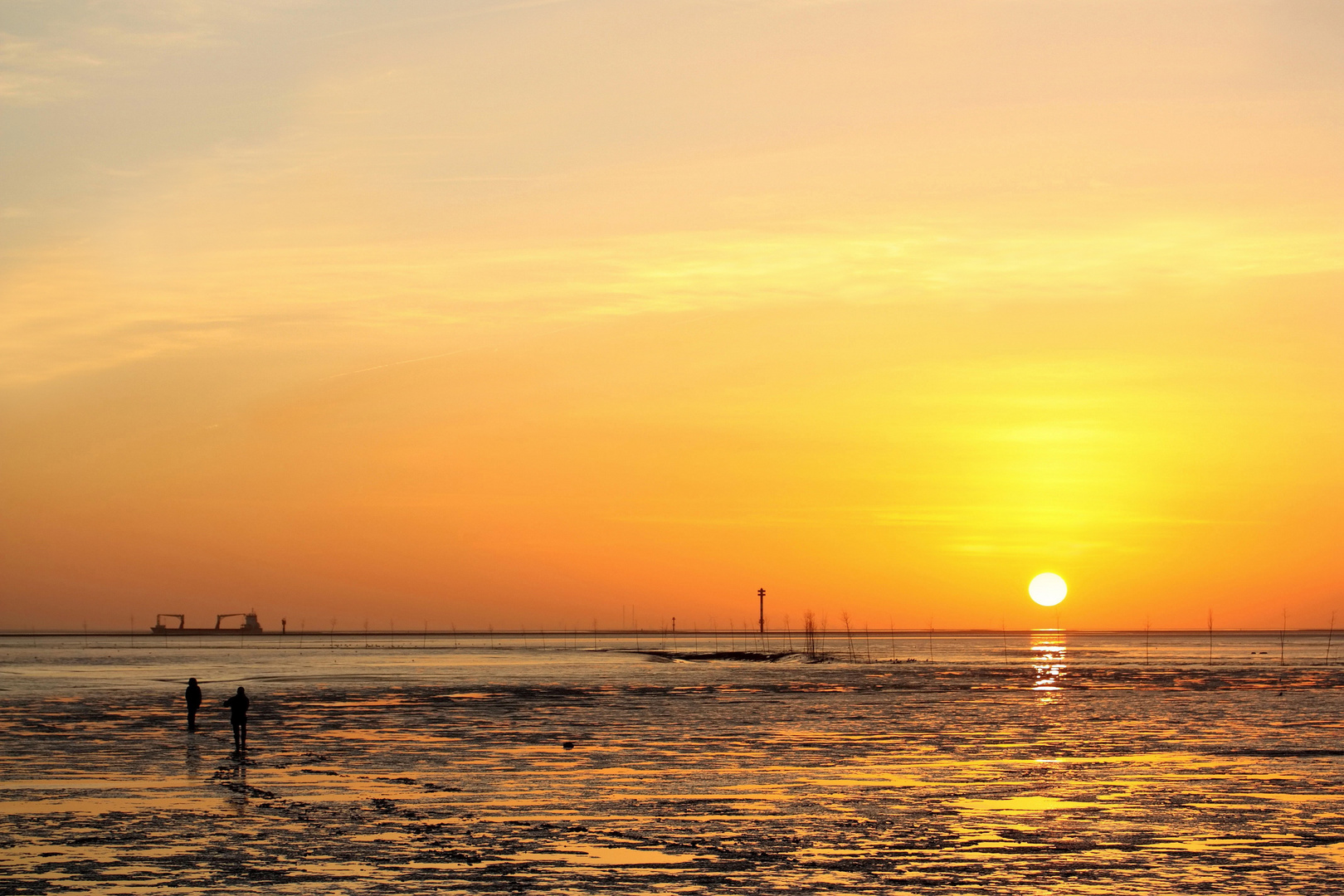 Sonnenuntergang am Wremer Tief