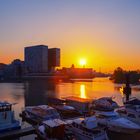 Sonnenuntergang am Yachthafen Düsseldorf