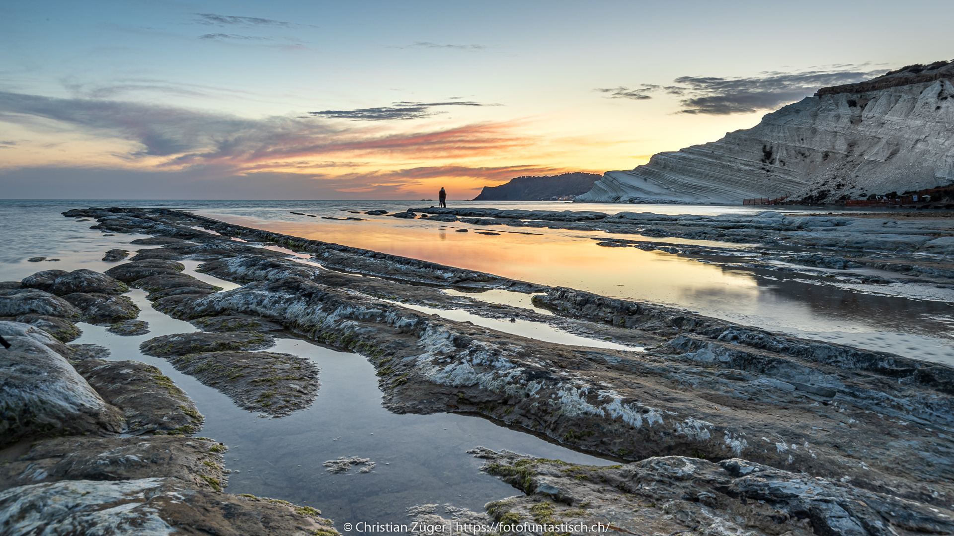 Sonnenuntergang an den Scala dei Turchi