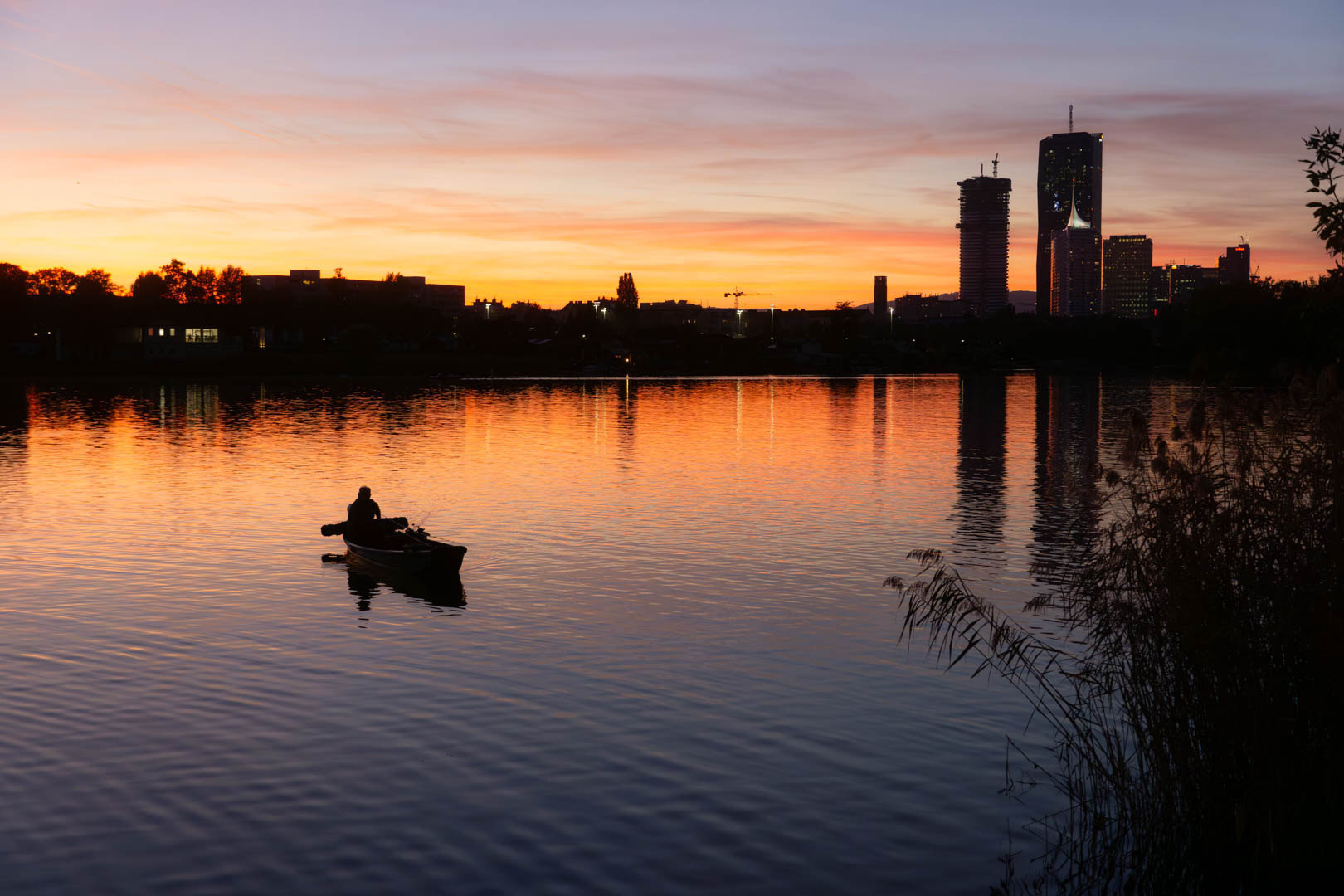 Sonnenuntergang an der Alten Donau