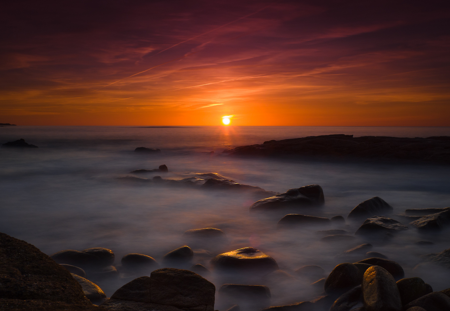 Sonnenuntergang an der Atlantikküste bei Lomener (Südbretagne)