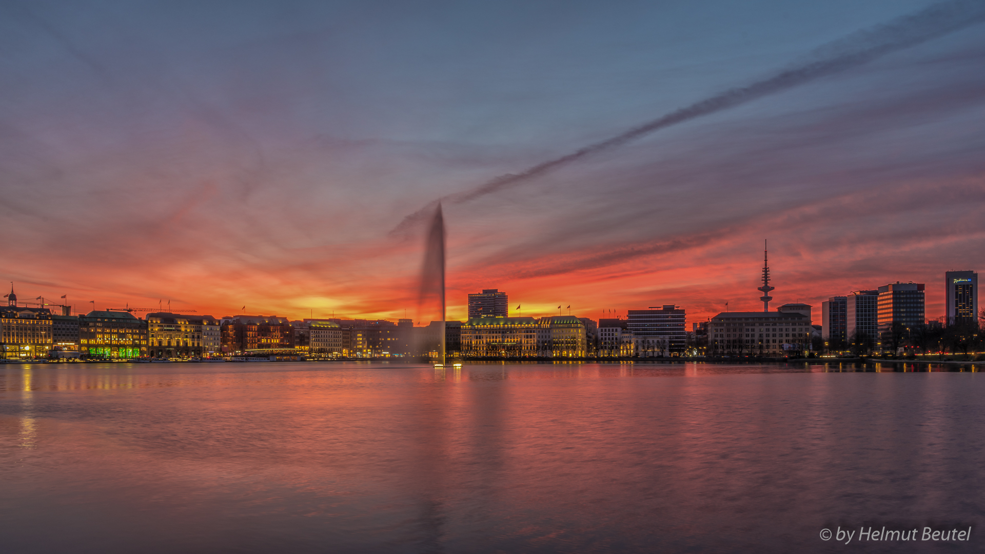 Sonnenuntergang an der Binnenalster