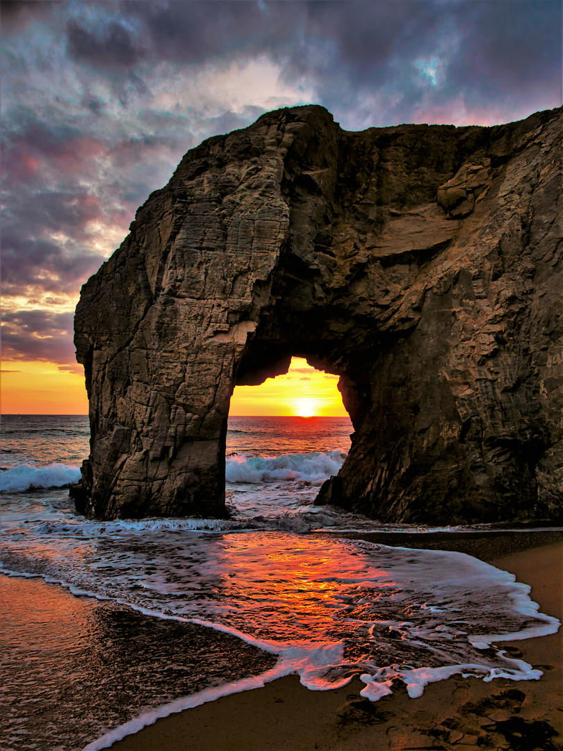 Sonnenuntergang an der Cote sauvage, Quiberon, Bretagne