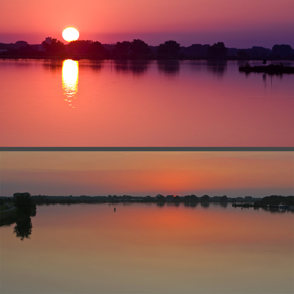 Sonnenuntergang an der Donauschleuse bei Straubing