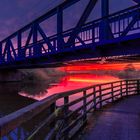 Sonnenuntergang an der Eisenbahnbrücke am Knockster Tief