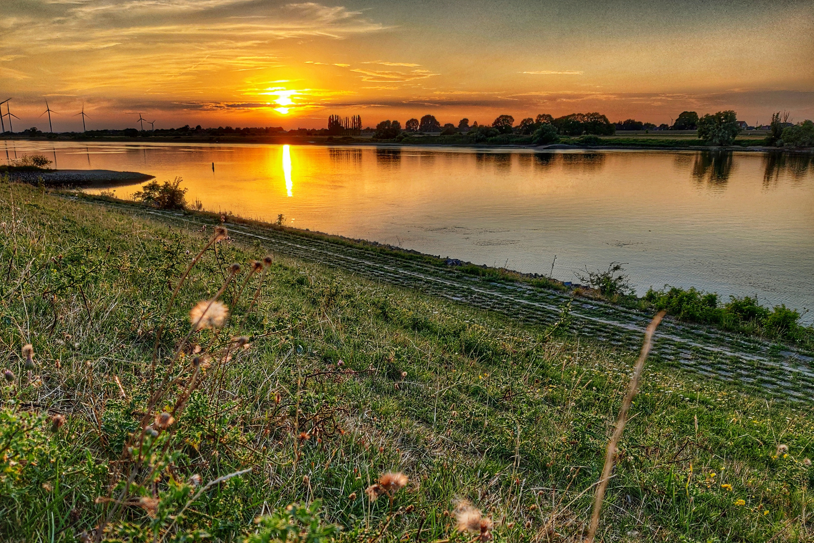 Sonnenuntergang an der Elbe