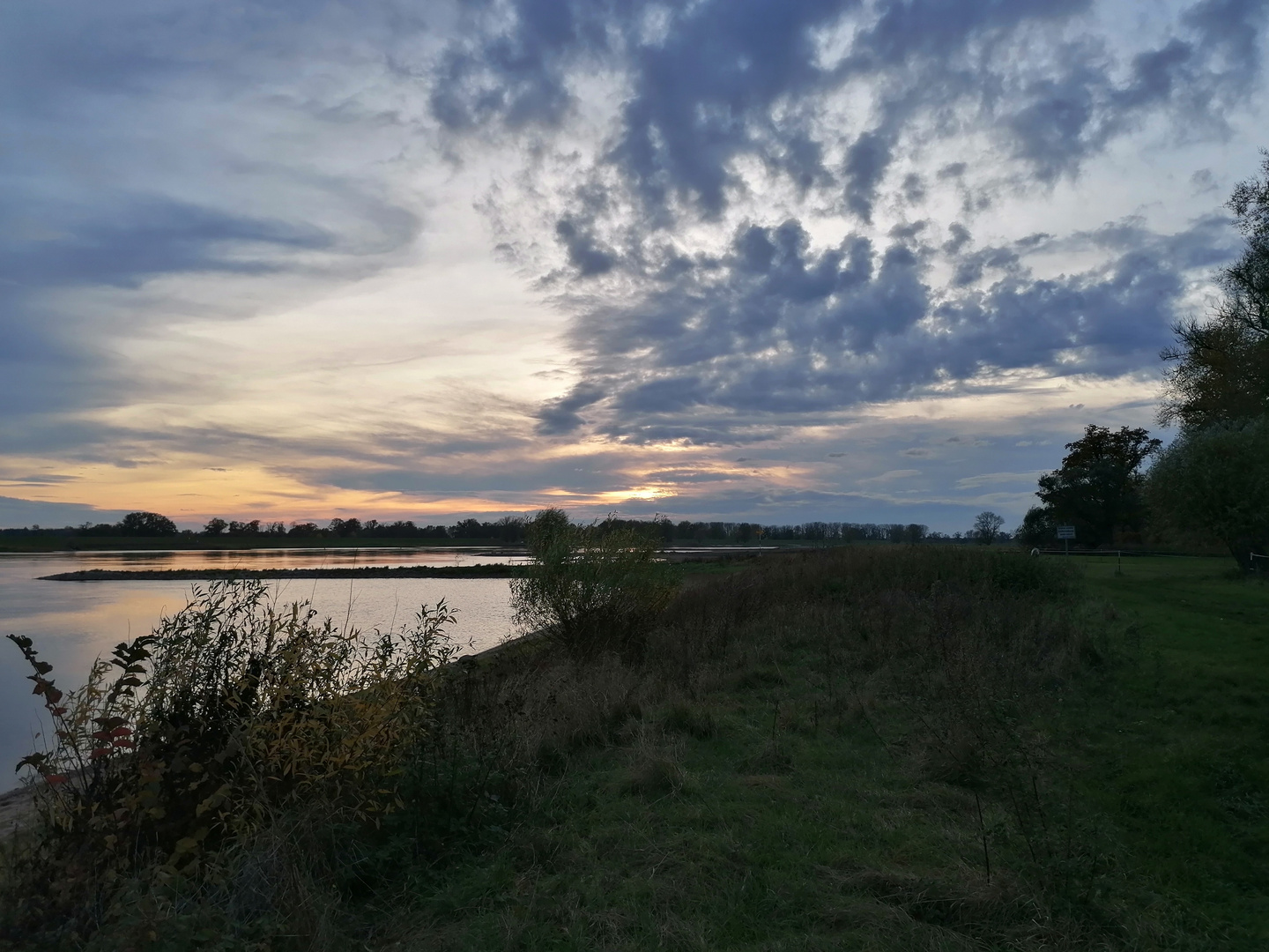 Sonnenuntergang an der Elbe bei Mückendorf