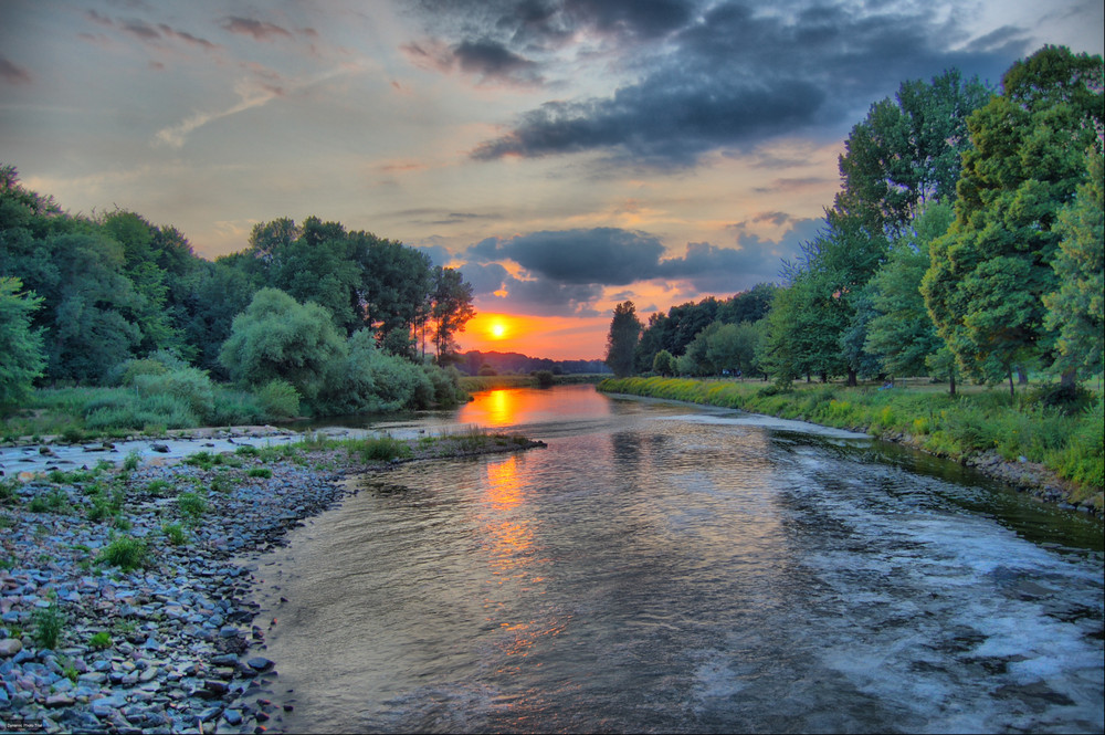 Sonnenuntergang an der Ems in HDR