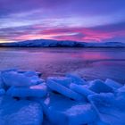 Sonnenuntergang an der Gletscher-Lagune