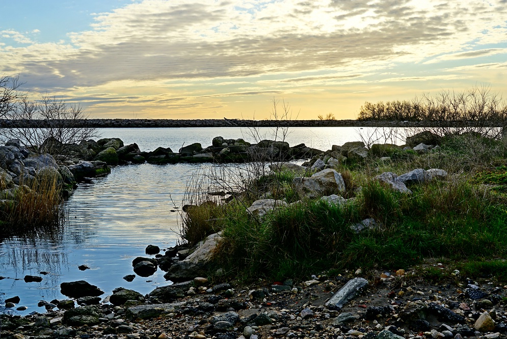 Sonnenuntergang an der kleinen Rhone