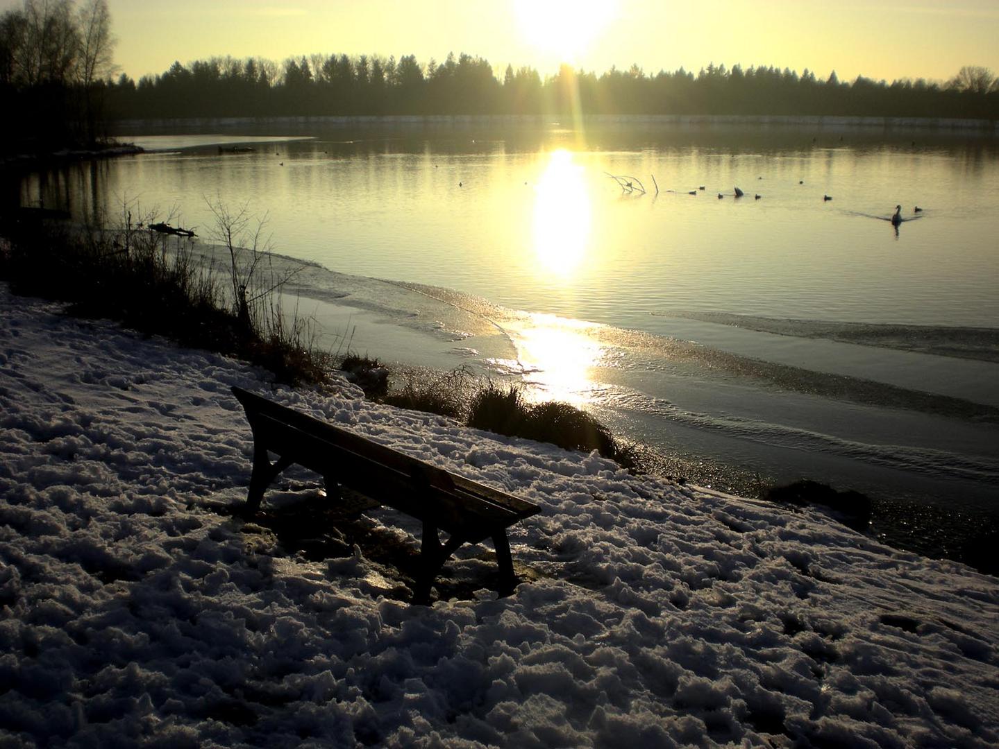 Sonnenuntergang an der Lechstaustufe 20