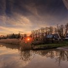 Sonnenuntergang an der Leda, Ostfriesland