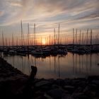 Sonnenuntergang an der Marina Baltic Bay Laboe.