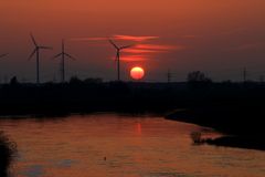 Sonnenuntergang an der Mittelweser (Niedersachsen)