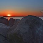 Sonnenuntergang an der Mole in Hvide Sande Dänemark