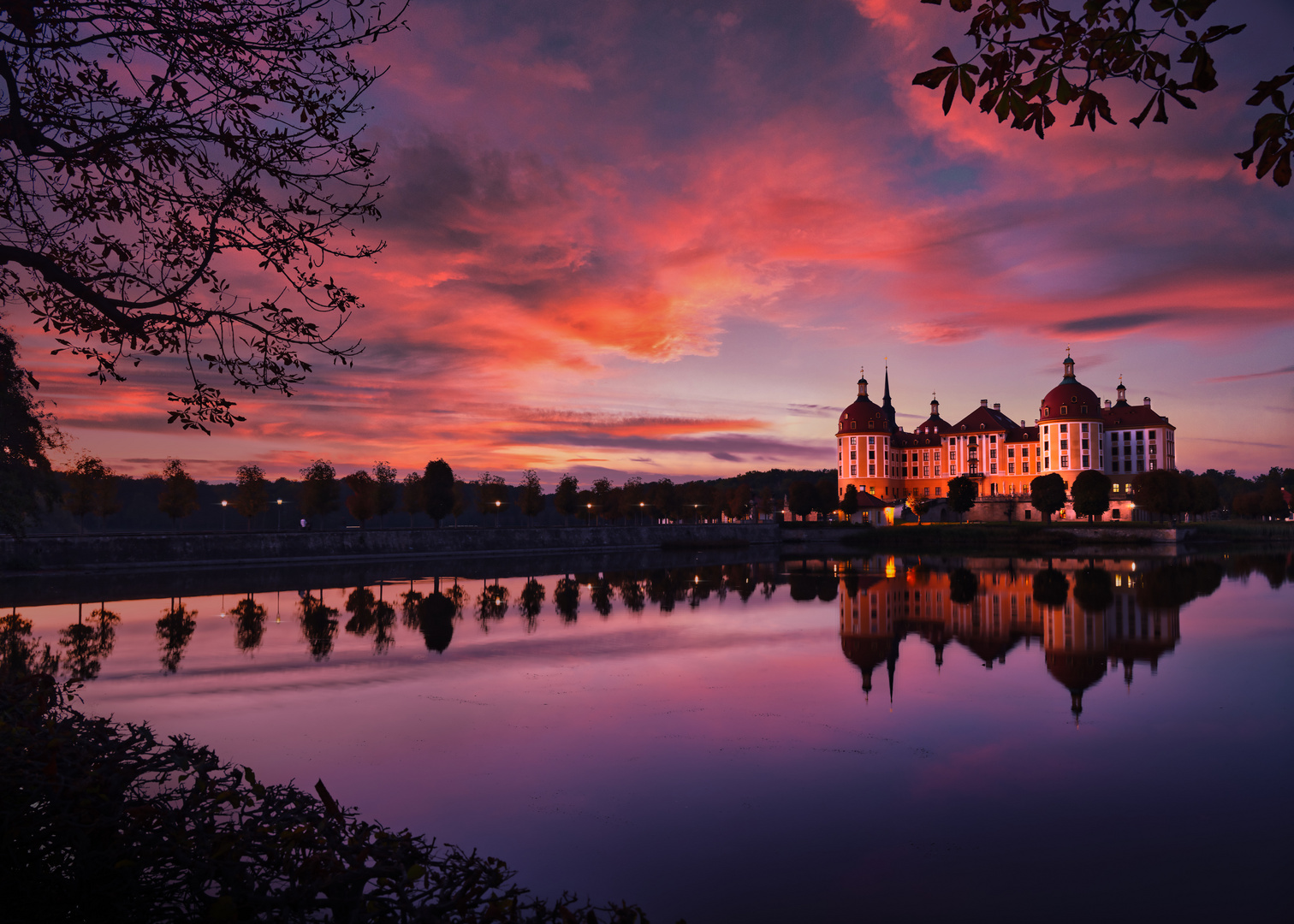 Sonnenuntergang an der Moritzburg